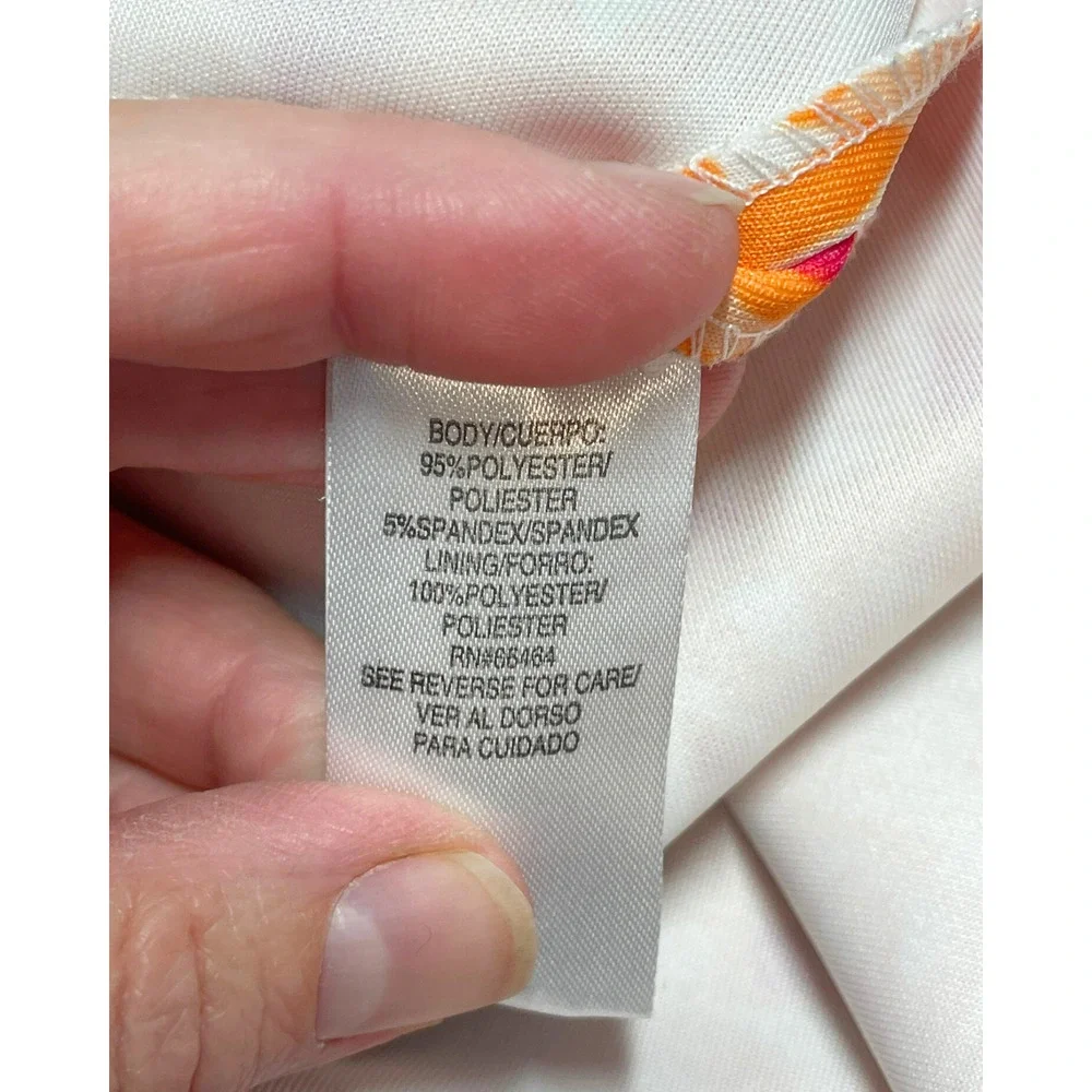 Sandra Darren Sz 8 Fit & Flare Dress Orange & Pink Paisley Scuba Knit Dopamine - Picture 11 of 11